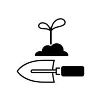 Hand trowel black linear icon vector