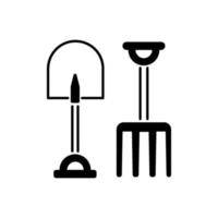 Garden fork and spade black linear icon vector