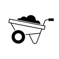 Wheelbarrow black linear icon vector