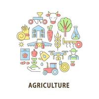 Diseño de concepto de color abstracto de agricultura con título vector