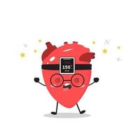 Heart palpitations with kawaii heart character vector