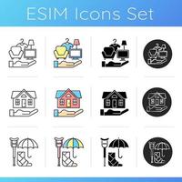 Insurance and protection icons set vector