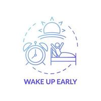 Wake up early blue gradient concept icon vector