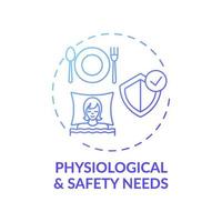 Physiological and safety needs dark blue gradient concept icon vector