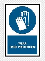 Wear Hand Protection Symbol Sign Isolate on transparent Background,Vector Illustration vector