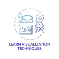 aprender la técnica de visualización icono azul degradado concepto vector