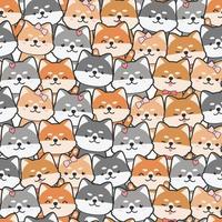 Cute shiba inu dog cartoon doodle seamless pattern vector