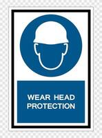 Wear Head Protection Symbol Sign Isolate on transparent Background,Vector Illustration vector