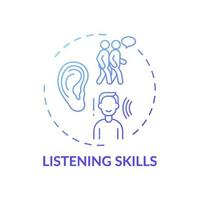 Listening skills blue gradient concept icon vector