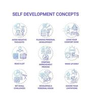 Self development blue gradient concept icons set vector