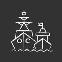 Naval fleet chalk white icon on black background vector