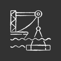 Underwater construction chalk white icon on black background vector