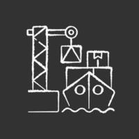 Cargo loading chalk white icon on black background vector