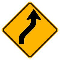 Warning signs Double curve, first to right on white background vector