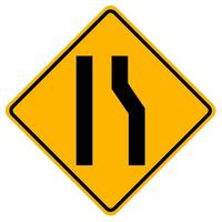 Warning signs Road narrows on right side on white background vector