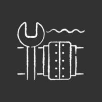 Underwater pipeline repair chalk white icon on black background vector