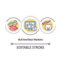 Bull and bear markets concept icon vector