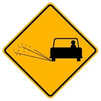 Warning signs Loose road surface on white background vector