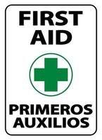 Bilingual First Aid Sign on white background vector