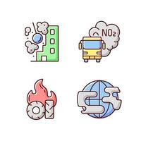 Air pollution RGB color icons set vector