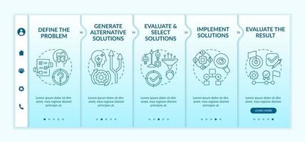 Problem solving steps onboarding vector template