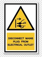 Disconnect Mains Plug From Electrical Outlet Symbol Sign Isolate On White Background,Vector Illustration EPS.10 vector