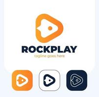 Modern minimalist rocket play logo icon vector template set