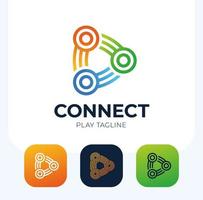 Connect play button vector logo set