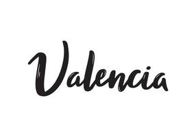 Valencia handwritten calligraphy. Hand drawn brush lettering. vector
