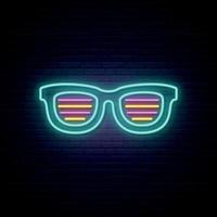 Neon shutter shades sunglasses. Bright signboard. vector