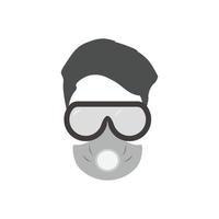 Man in respirator and glasses. Protective mask. vector