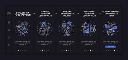 Personal development steps onboarding vector template