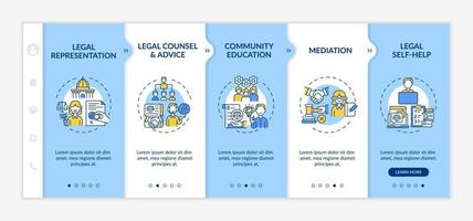 Legal services categories onboarding vector template
