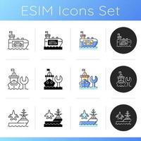 Maritime industry icons set vector