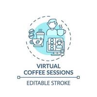 icono de concepto de sesiones de café virtual vector