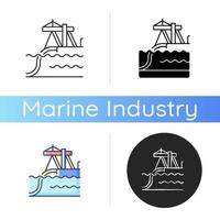 Underwater pipeline installation icon vector