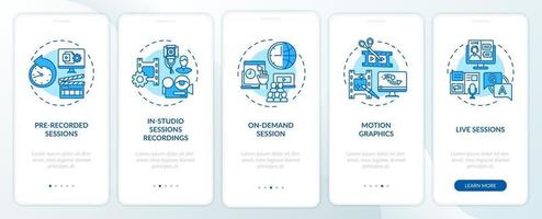 Remote event content onboarding mobile app page screen with concepts vector