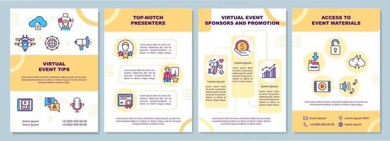 Plantilla de folleto de consejos de eventos virtuales vector