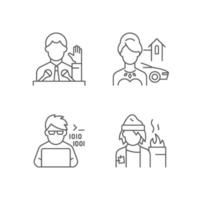 Social status type linear icons set vector