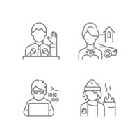 Social status type linear icons set vector