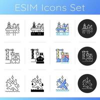 Marine industry sector icons set vector