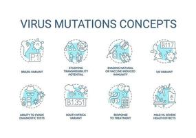 Virus mutations concept icons set