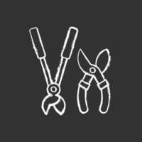 Garden secateurs chalk white icon on black background vector