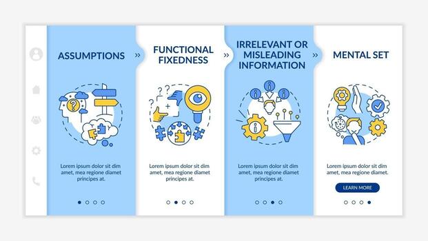 Problem solving issues onboarding vector template