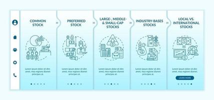 Investment stocks types onboarding vector template