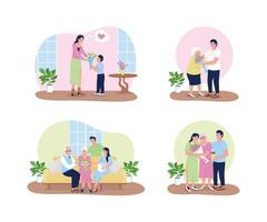 Mothers day 2D vector web banner, poster set