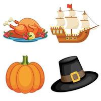 Thanksgiving day icons set vector