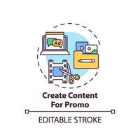 Creating content for promo concept icon vector