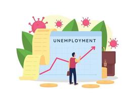 Rising unemployment rate flat concept vector illustration