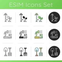 Gardening equipment icons set vector